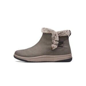 Clarks Womens 8.5 W Dark Olive Breeze Faux Fur Lined Ankle Booties NIB IQ1